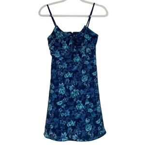 ALL THAT JAZZ Vintage Y2K Summer Dress Blue Floral Size 2 XS Babydoll Top